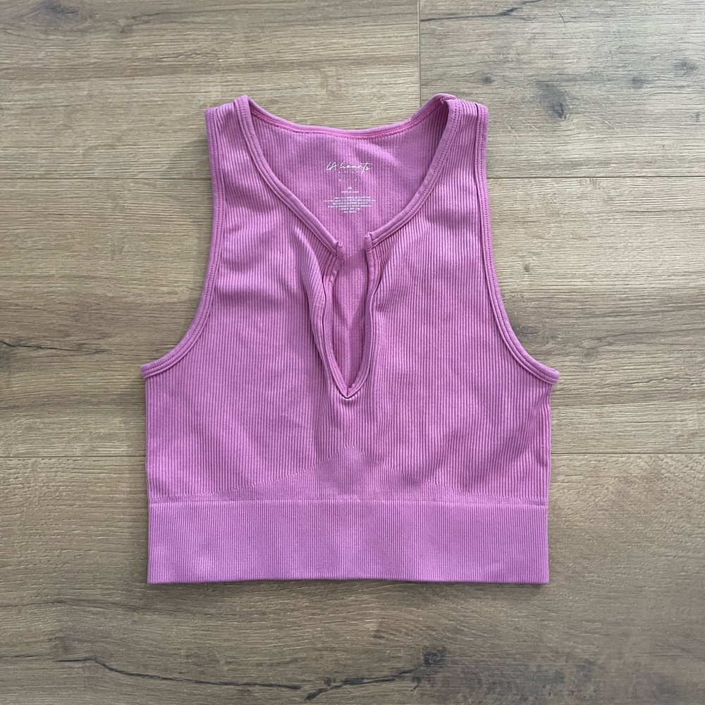 La hearts pacsun cropped ribbed pink tank top workout active size XS